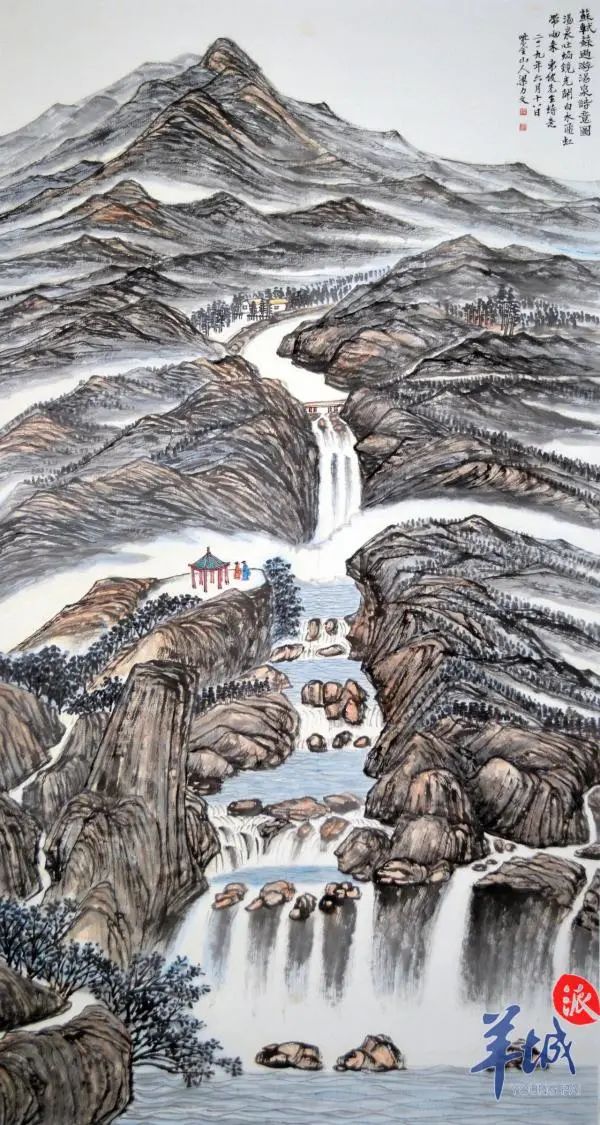 旧八景之一的佛迹汤泉 梁力文 画
