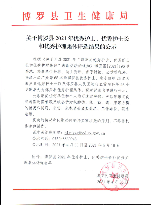 关于中文博彩平台2021年优秀护士、公示.bmp