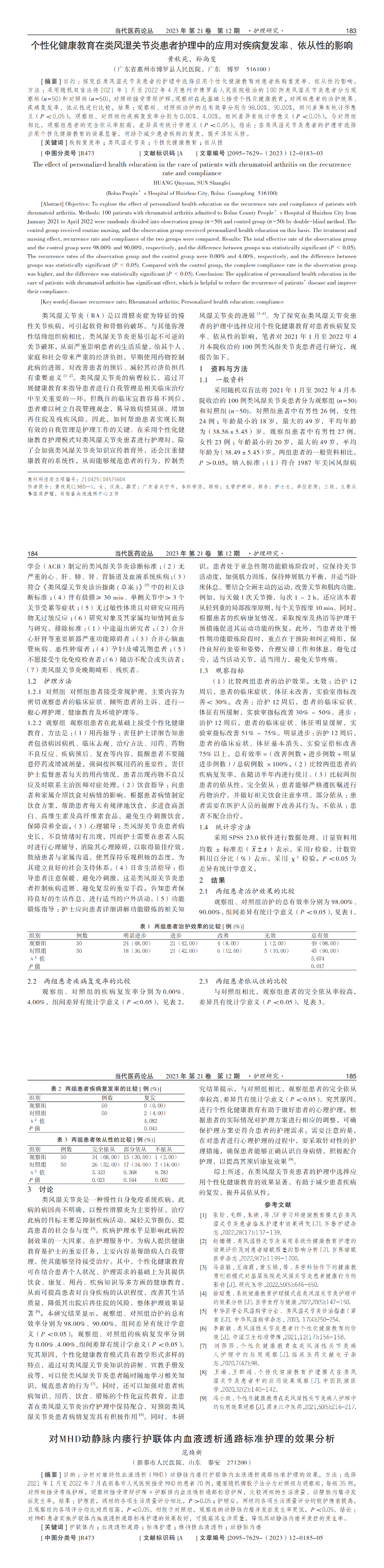 未发-个性化健康教育在类风湿关节炎患者护理中的应用对疾病复发率、依从性的影响_00.png